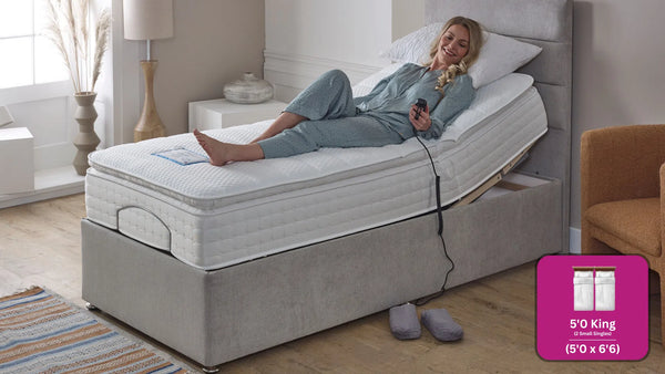 Adjust-a-bed 5ft King Size (2 x 2ft6 Linked) Gel-Flex Pillow Top Adjustable Bed