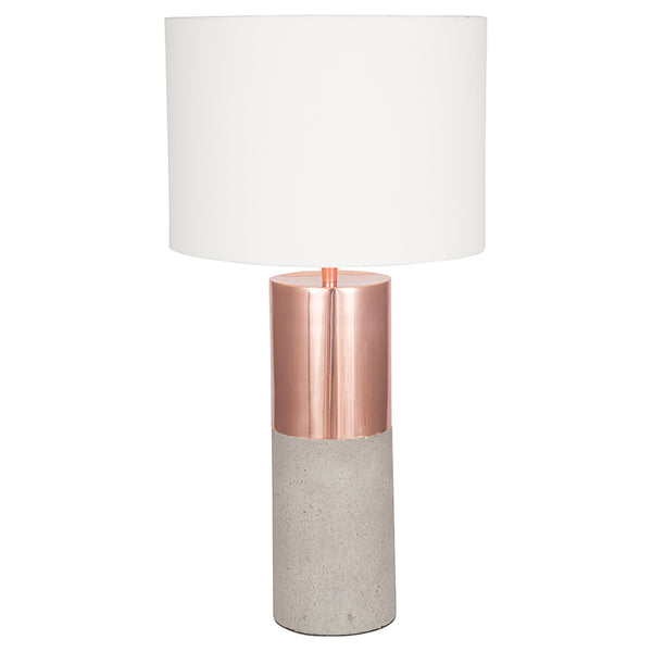Metal Concrete Lamp Handloom White Shade