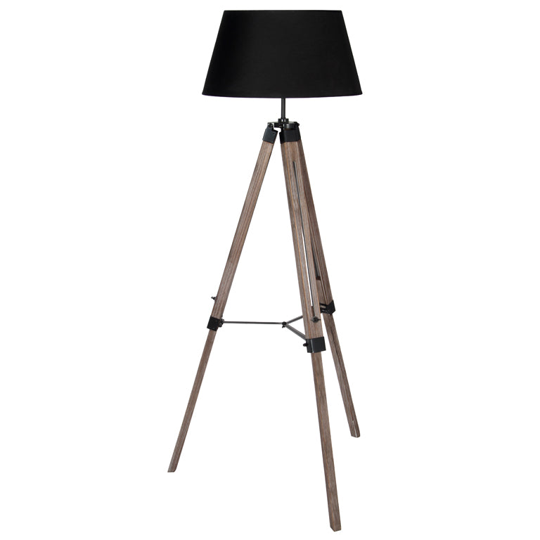 Wooden Tripod Floor Lamp with Shade