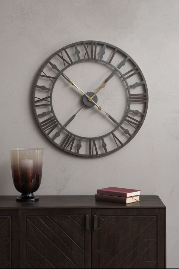 Monthly Promo Antique Grey Skeleton Wall Clock