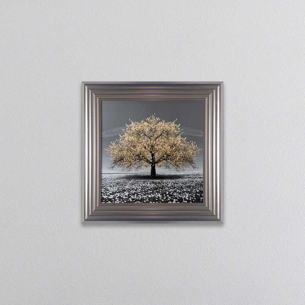 Champagne Cherry Tree Framed Wall Art 55x55cm