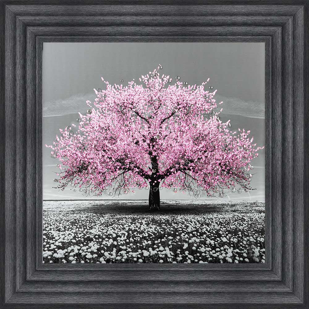 Pink Cherry Tree Framed Wall Art 55x55cm