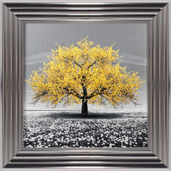 Yellow Cherry Tree Framed Wall Art 55x55cm