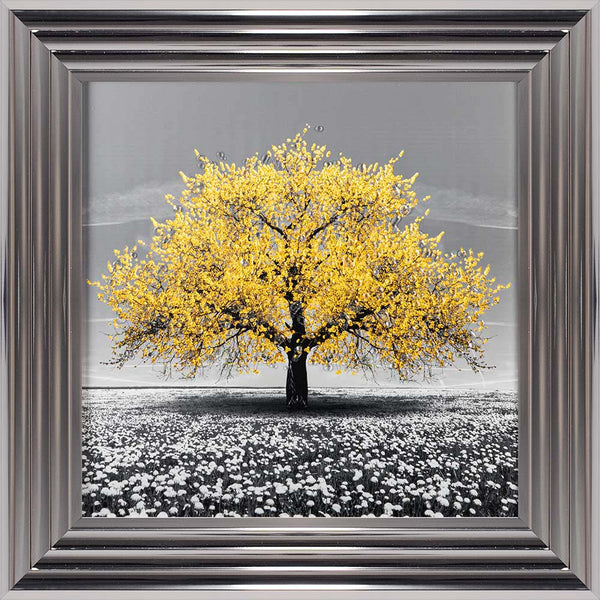 Yellow Cherry Tree Framed Wall Art 55x55cm