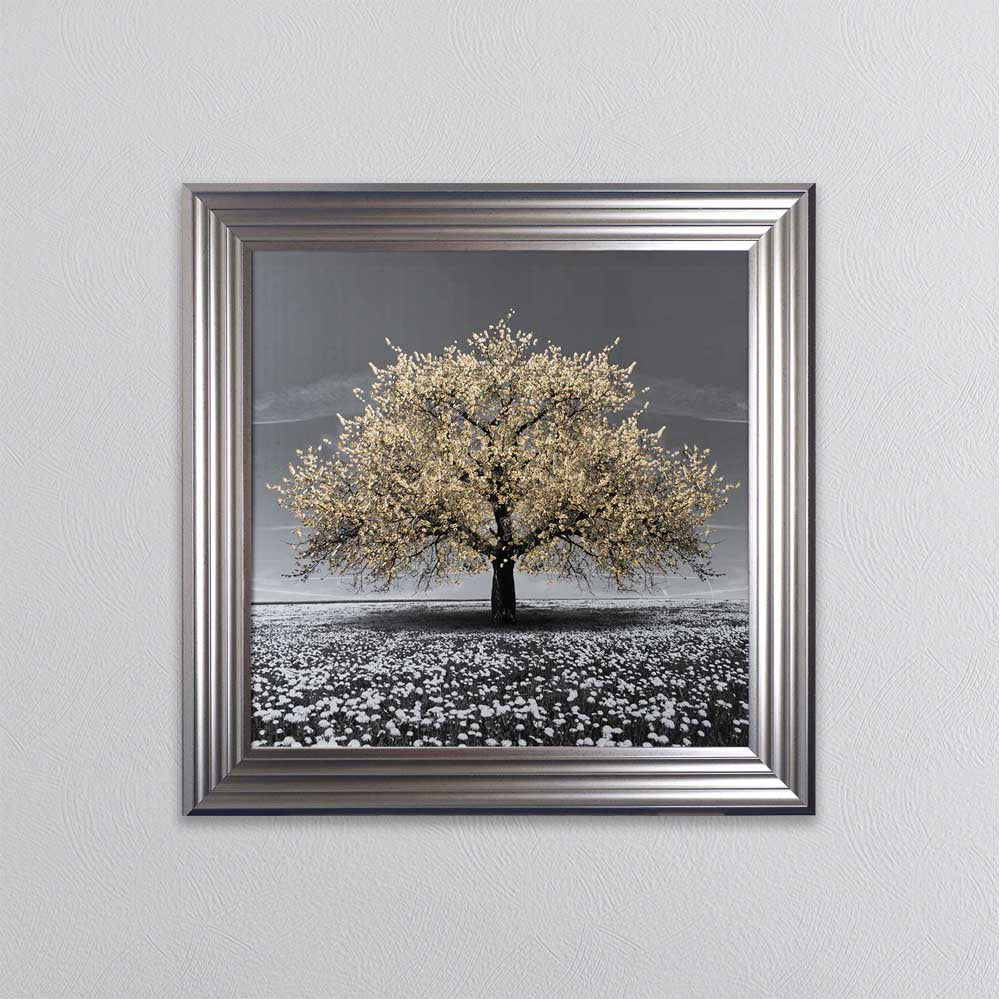 Champagne Cherry Tree Framed Wall Art 75x75cm
