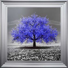 Navy Cherry Tree Framed Wall Art 75x75cm