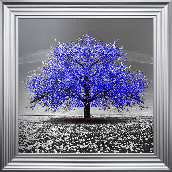 Navy Cherry Tree Framed Wall Art 75x75cm