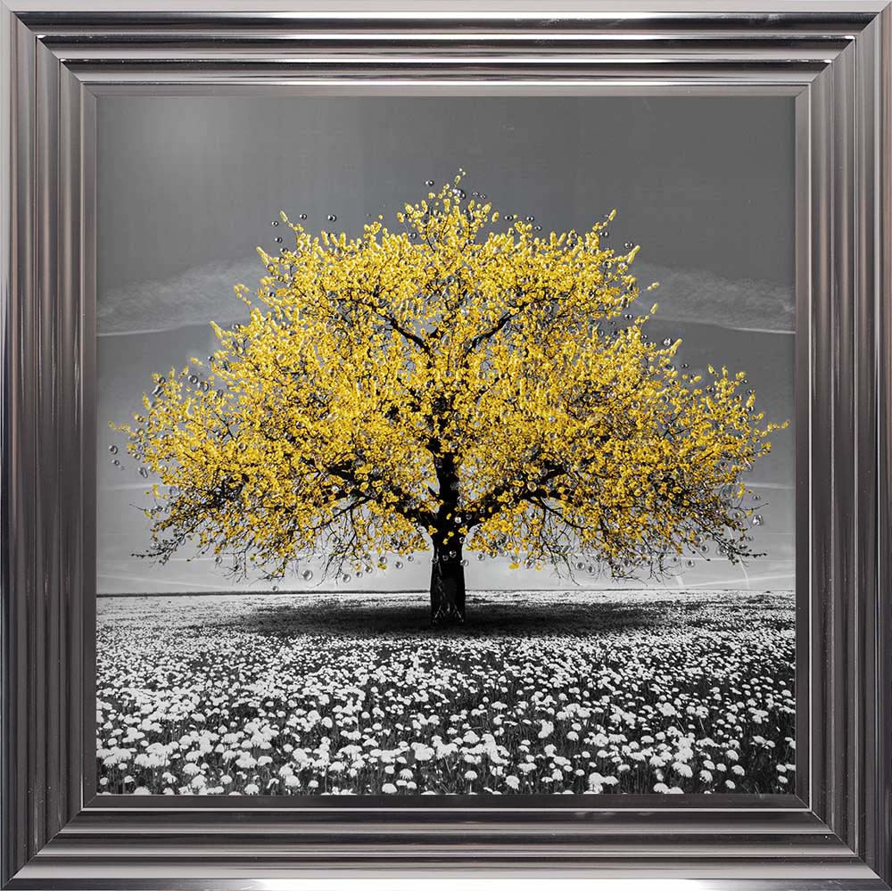 Yellow Cherry Tree Framed Wall Art 75x75cm