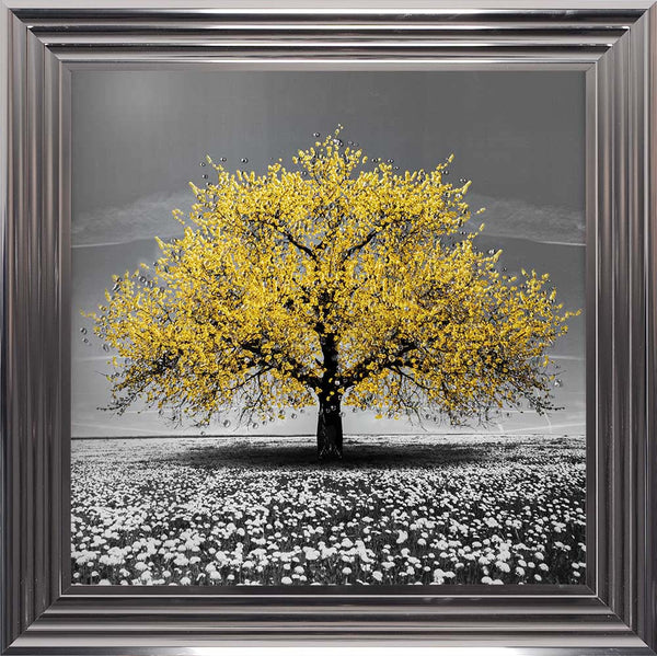 Yellow Cherry Tree Framed Wall Art 75x75cm