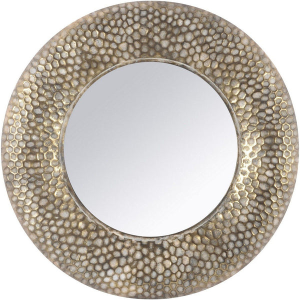 Gold Round Honeycomb Mirror