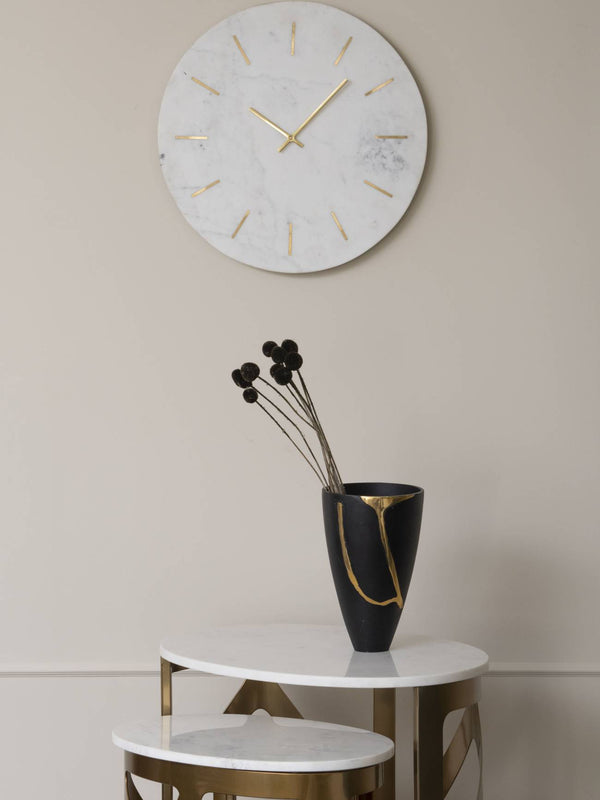 Brass Inlay And Marble Wall Clock