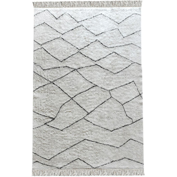 Ahun Ivory & Charcoal Patten Cotton Rug