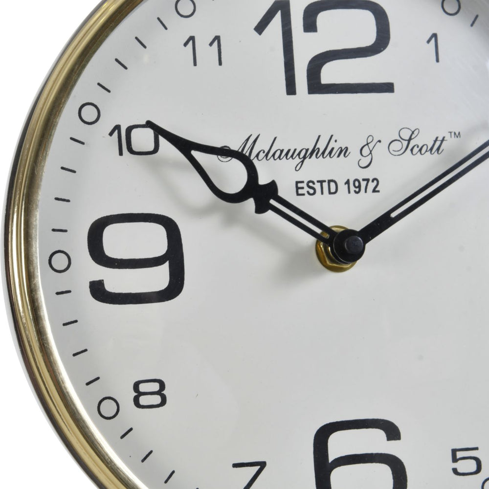 Stollard Silver Nickel Mantel Clock with Gold Angle Adjuster and Detail