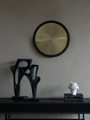 Iron Dial Wall Clock with Wooden Frame L