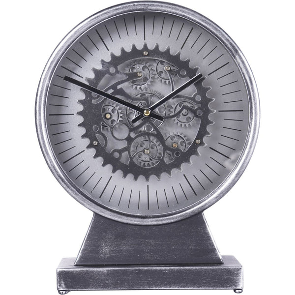 Palladium Mantel Clock with Moving Cogs Black Nickel