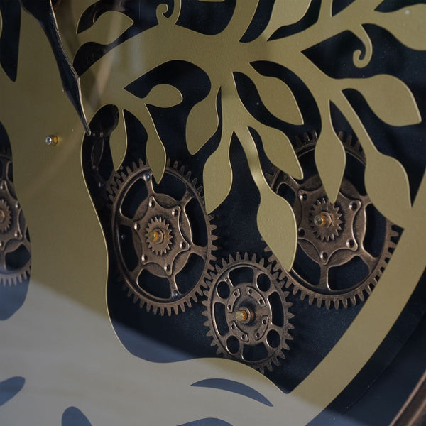 Viking Tree Wall Clock with Moving Cogs 60cm
