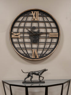Open Wall Clock Globe and Numerals with Moving Cogs 100cm