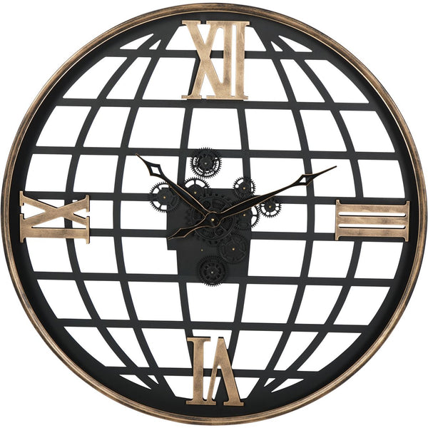 Open Wall Clock Globe and Numerals with Moving Cogs 100cm