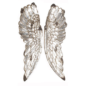 Silver Polyresin Angel Wings Wall Art