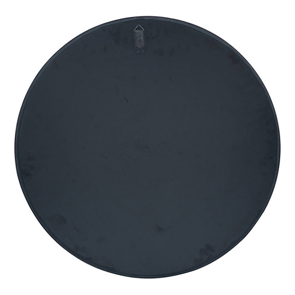 Matt Black Wood Veneer Round Mirror w/Foxed Glass