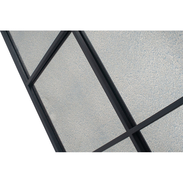 Matt Black Metal 9 Pane Mirror with Foxed Glass