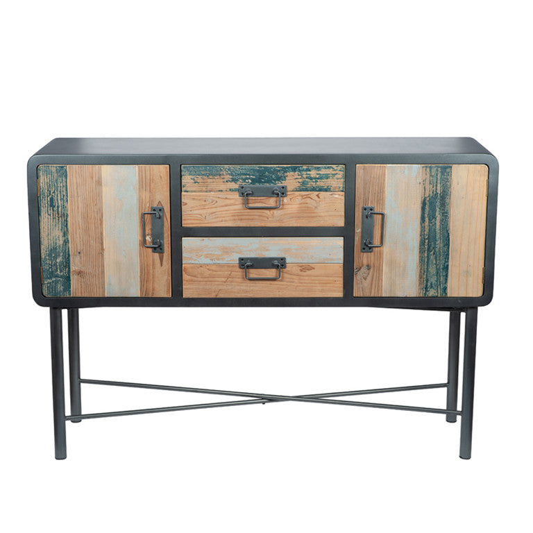 Brooklyn Black Metal & Multi Coloured Wood Sideboard