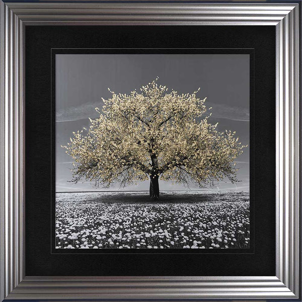Champagne Cherry Tree Framed Wall Art 90x90cm