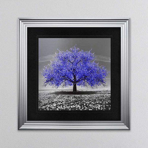 Navy Cherry Tree Framed Wall Art 90x90cm