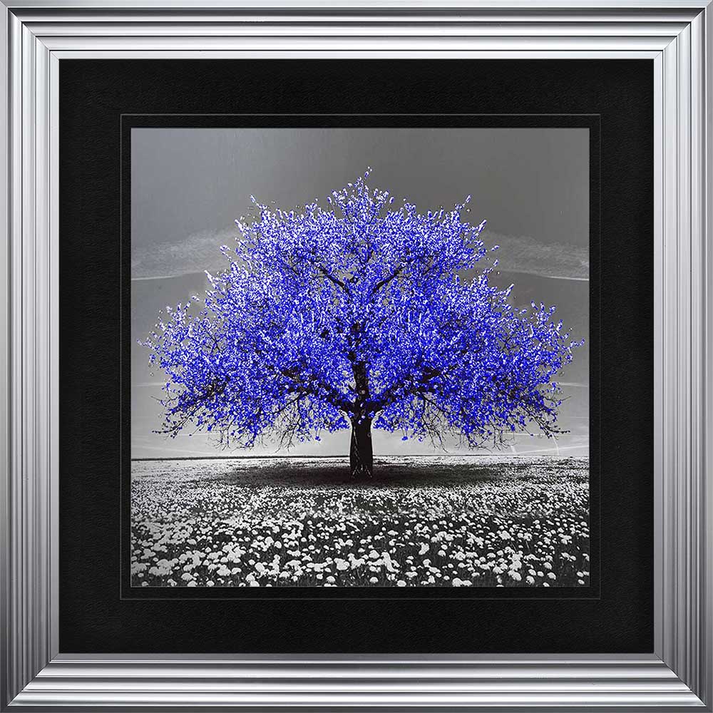 Navy Cherry Tree Framed Wall Art 90x90cm