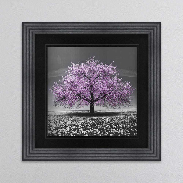 Pink Cherry Tree Framed Wall Art 90x90cm