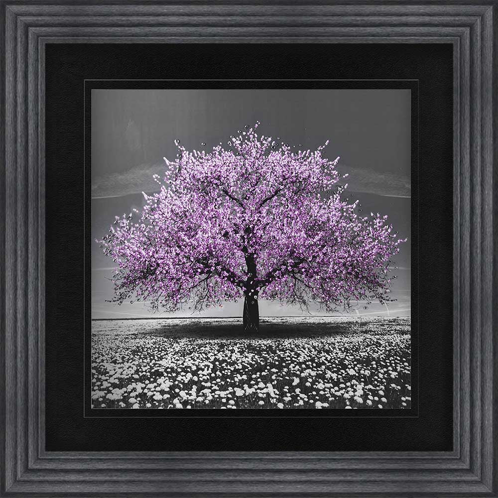 Pink Cherry Tree Framed Wall Art 90x90cm