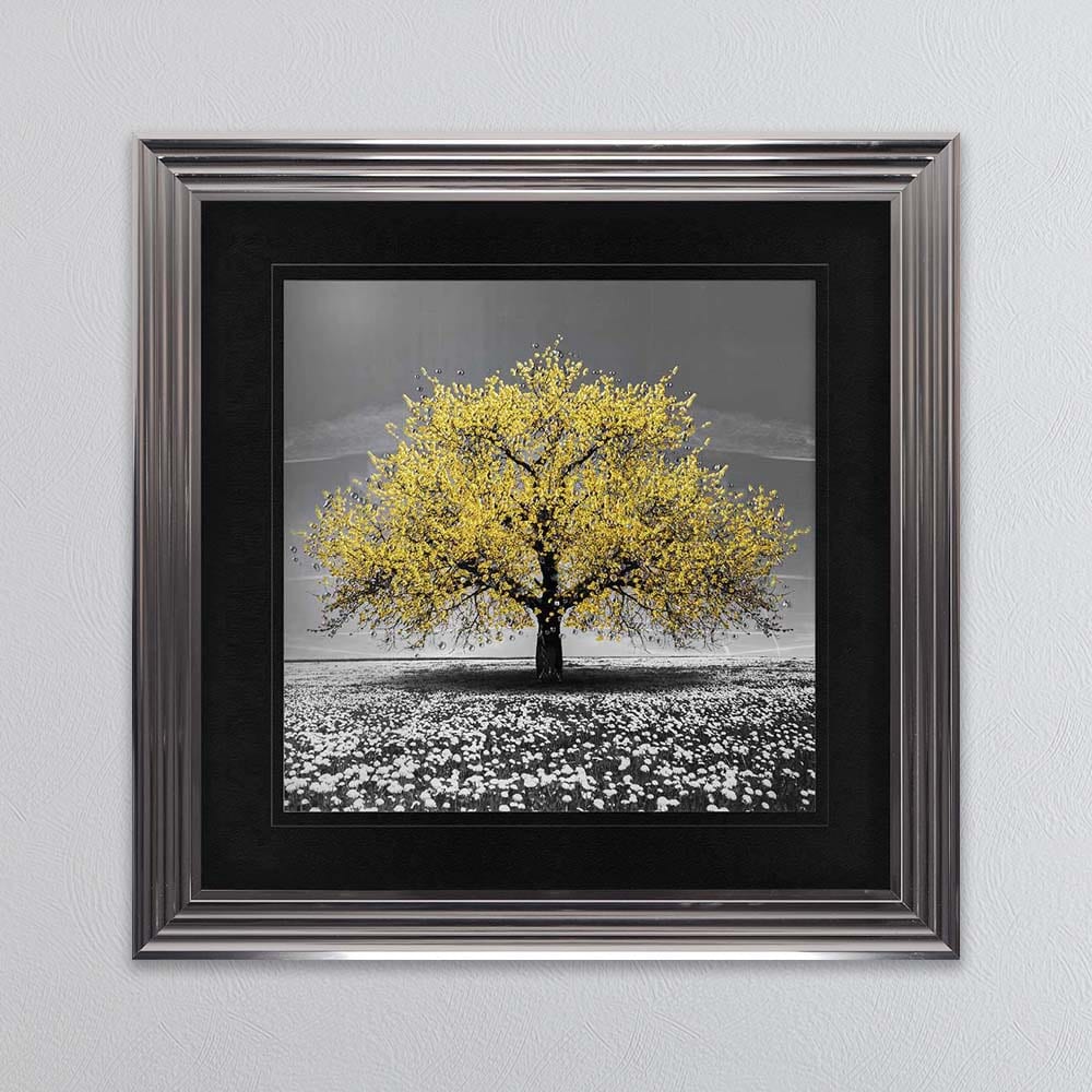 Yellow Cherry Tree Framed Wall Art 90x90cm