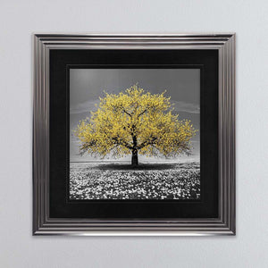 Yellow Cherry Tree Framed Wall Art 90x90cm