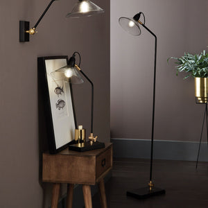 Anton Black Metal & Glass Floor Lamp