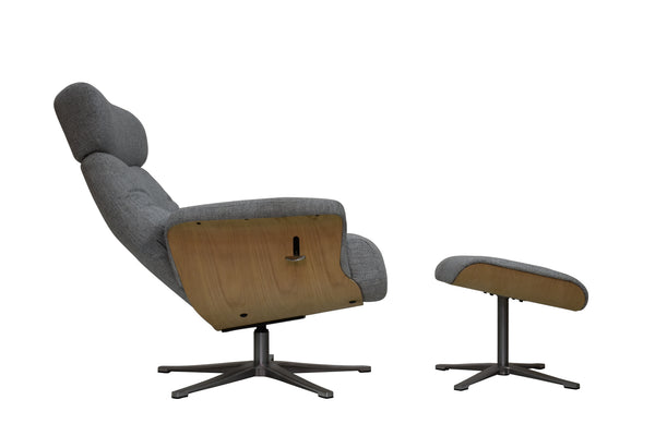 Boston Reclining Swivel Chair with Footstool