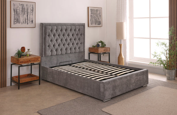 Lucia 54inch 5ft King Size Upholstered Bed Frame with Ottoman Option