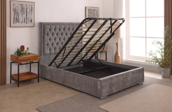 Lucia 54inch 4ft Small Double Upholstered Bed Frame with Ottoman Option