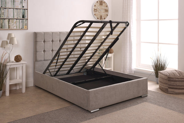 Milo 48inch 5ft King Size Upholstered Bed Frame with Ottoman Option