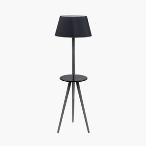 Marlo Grey wood & Black Table Floor Lamp