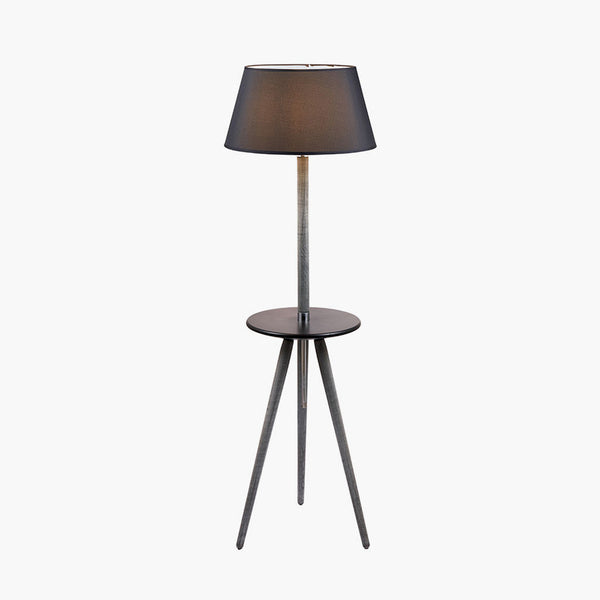 Marlo Grey wood & Black Table Floor Lamp
