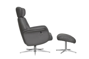 Maia Reclining Swivel Chair with Footstool Leather