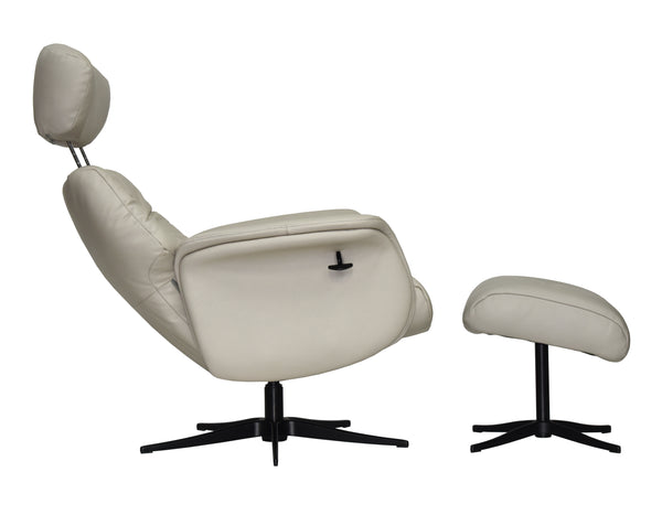 Maia Reclining Swivel Chair with Footstool Leather
