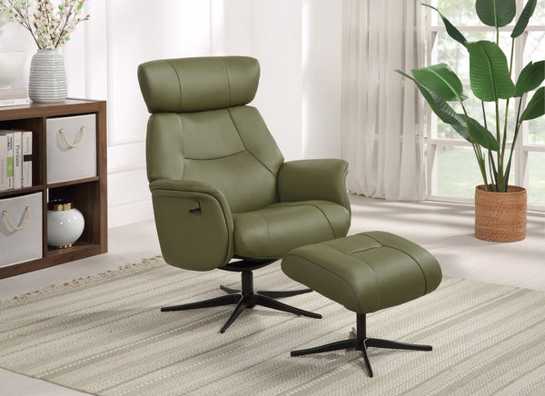 Maia Reclining Swivel Chair with Footstool Leather