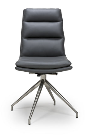Nimo Swivel Dining Chair Grey - Brushed Steel Leg