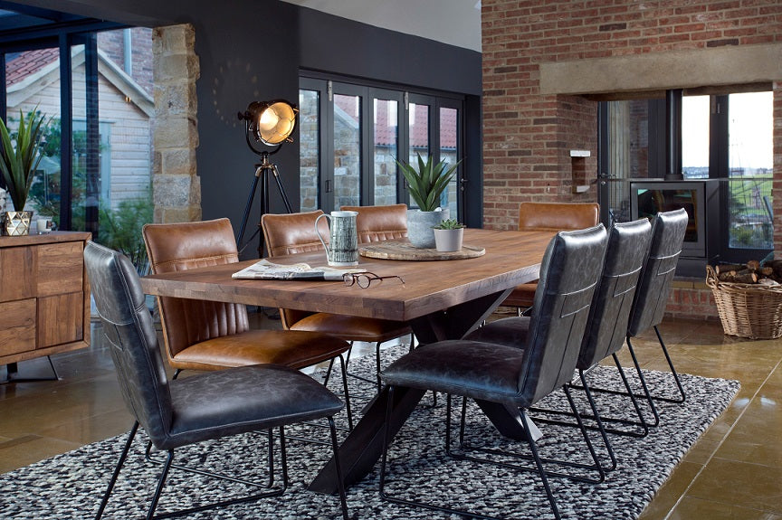Saka 2m Oak Dining Table with Steel Base