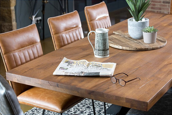 Saka 2.4m Oak Dining Table with Steel Base
