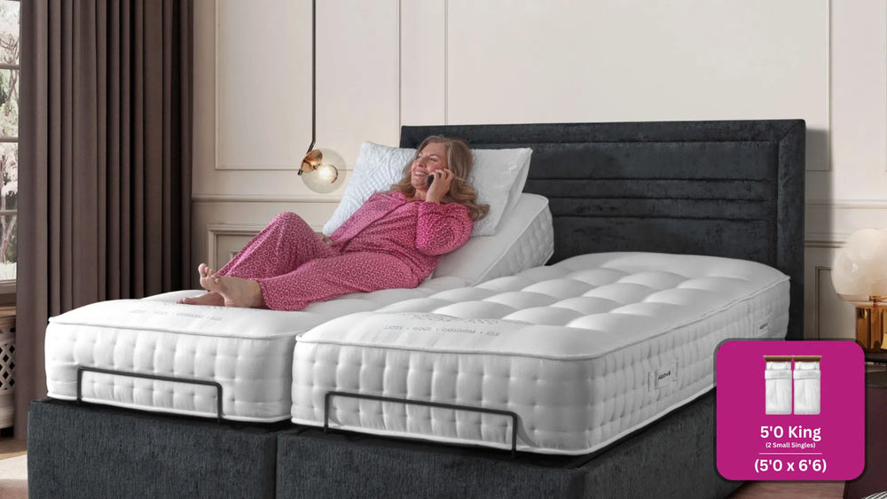 Adjust-a-bed 5ft (2 x 2ft6 Linked) King Size Grandeur Natural 5000 Adjustable Bed