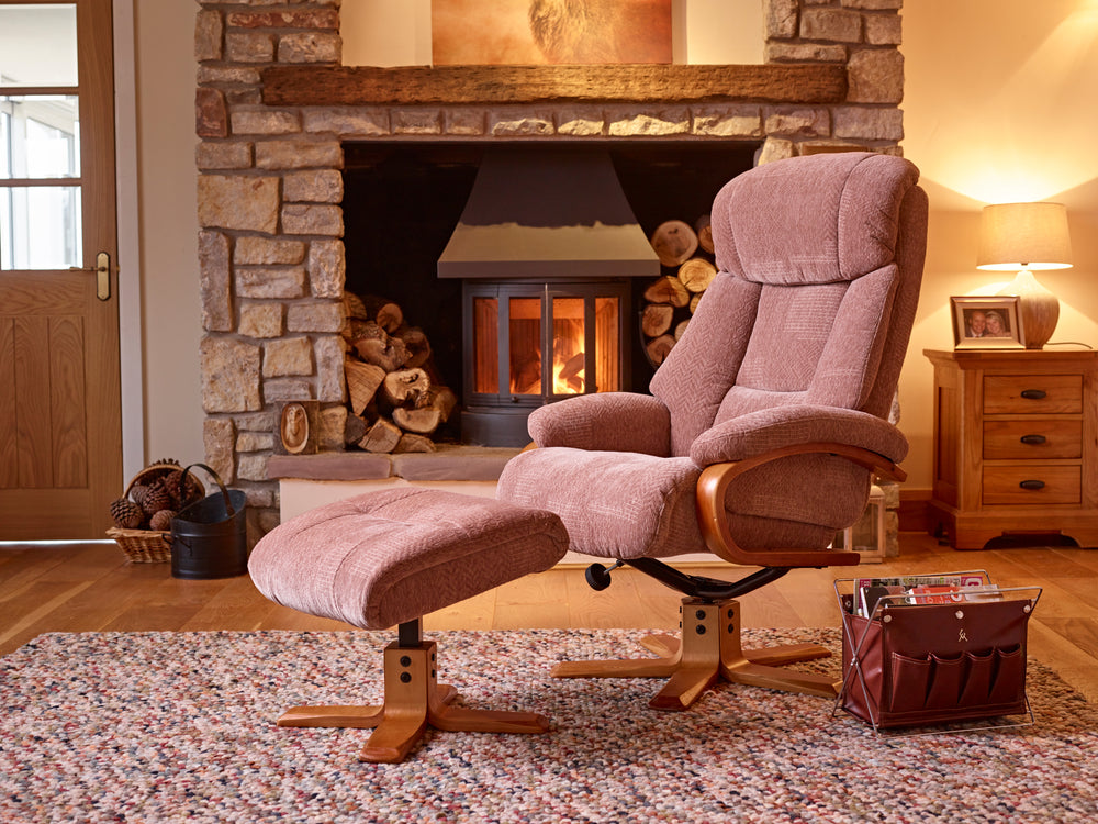 Napoli Reclining Swivel Chair with Footstool