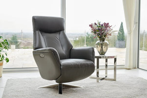 Hamley Leather Power Reclining Swivel Chair