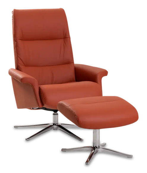 Saga Panelled Back Scandinavian Leather Recliner 2400